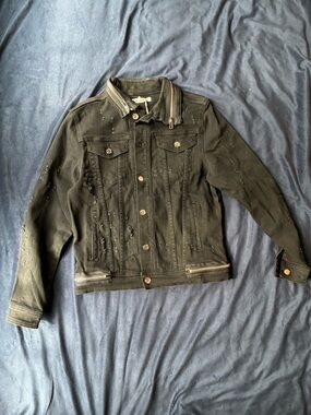 Distressed Black Unisex Lightweight Shirt Jacket